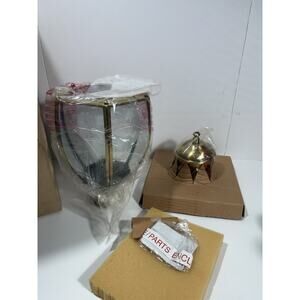 Seagull Lighting Solid Brass Gold 3” Post Lamp Fixture Curved Beveled Glass 20”‎